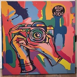“Adjust Your Focus,” canvas by black female artist, Pink Lomein.